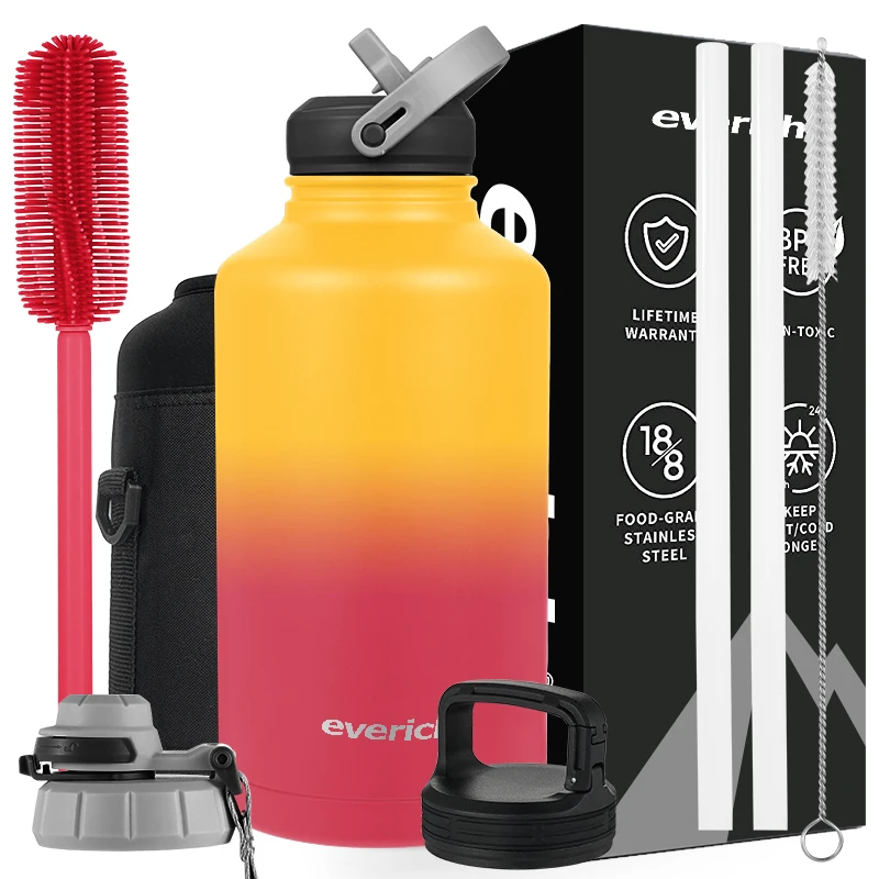 Customized 64oz 128oz Double Wall Stainless Steel Pitcher Beer Jug Growler Water Big Bottle 1 Gallon Keg Growler With Bag