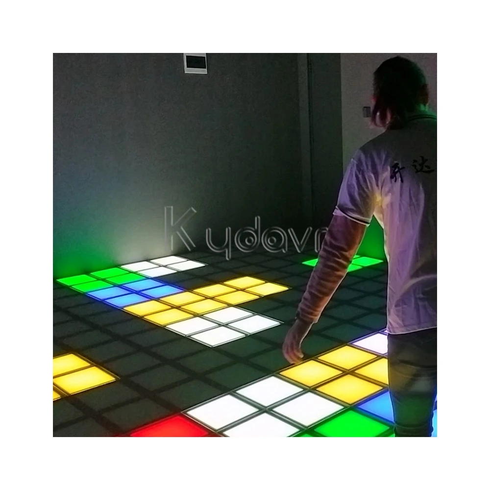 Indoor amusement activate park led light wall floor 30x30cm mega relay pixel jump grid dance game fun and engagement
