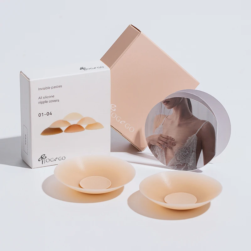 Women Sexy Invisible Pasties Bra With Packaging Box Breast Seamless Reusable Adhesive Opaque Silicone Nipple Covers