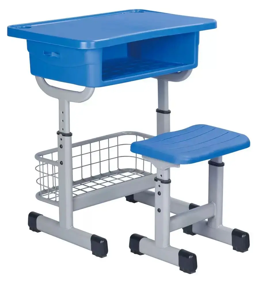 Adjustable Single School Furniture Essential Student Desk and Chair Set for Classrooms