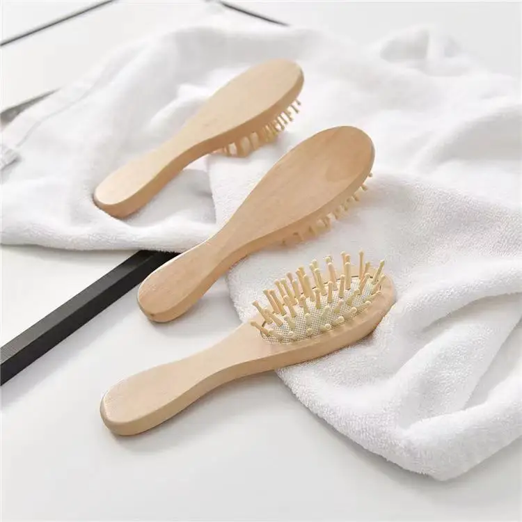 2021 Wholesale hot selling eco-friendly mini  Massage Anti-Static Wooden Bamboo Air Cushion Hair Comb Private Label welcomed