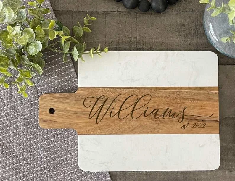 Acacia wood Board Marble Plus Wood Cutting Board With Handle