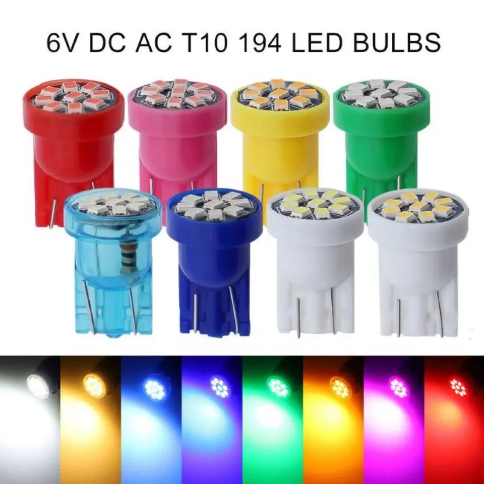 Super Bright DC AC 6V 8V 9SMD T10 W5W 2825 158 192 168 194 Pinball LED Wedge Light Bulbs