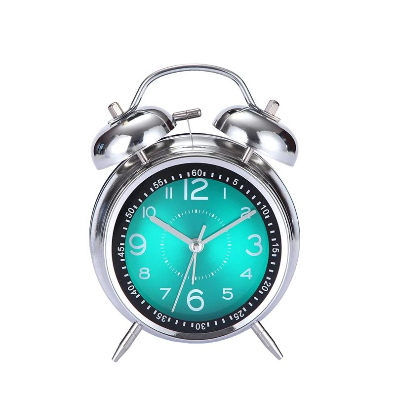 4-Inch Vintage Gold Small Analog Silent Table Desk Alarm Clock Battery Operated with Metal Twin Bell Alarm Clock Backlight