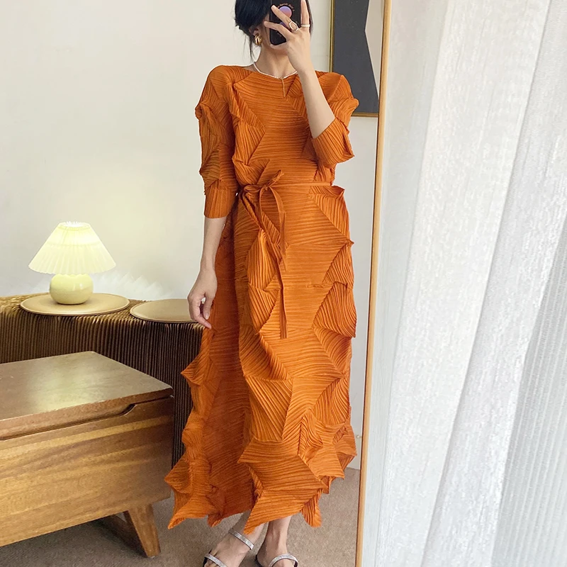 2023 Latest Women Clothes African Style Dresses Pleated Dress Designs For Ladies Miyake Pleated Dress