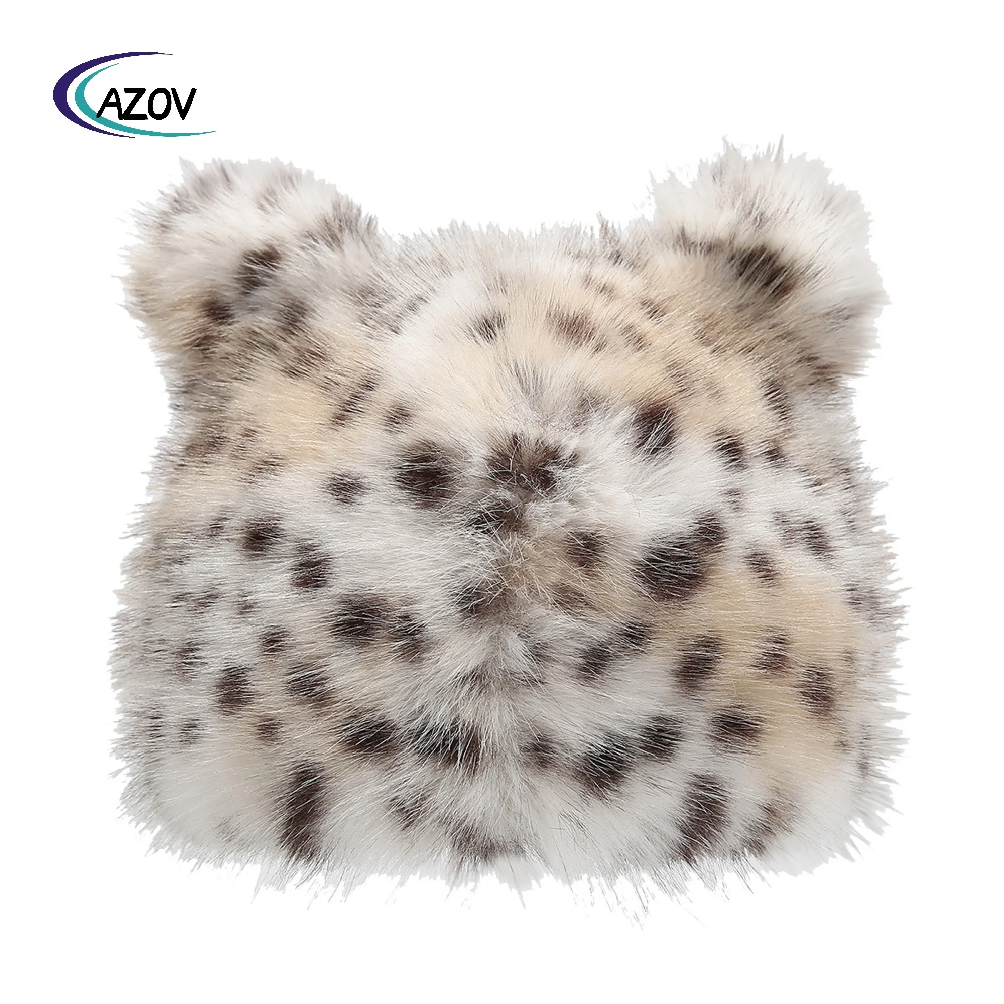 2025 leopard print plush hat face-looking small ladies fashion elegant warm hat scarf suit