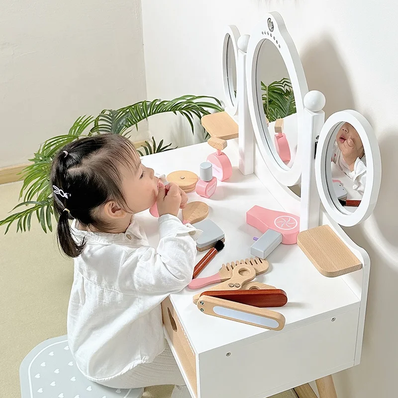 Funny Make Up Table Dressing Table Role Pretend Make Up Role Play Dressing Table Wooden Toys For Kids