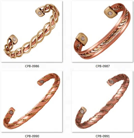 Wollet Antique Twisted Braided Wide Cuff Magnetic Therapy Pure Copper Bangle Bracelets