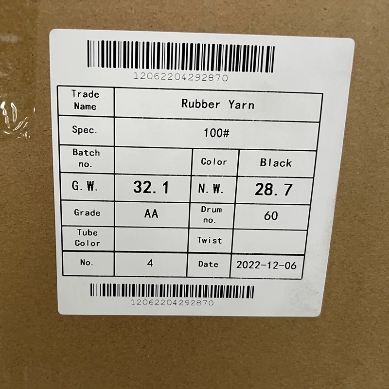 factory price high quality latex cover polyester elastic thread for socks 100# black rubber yarn