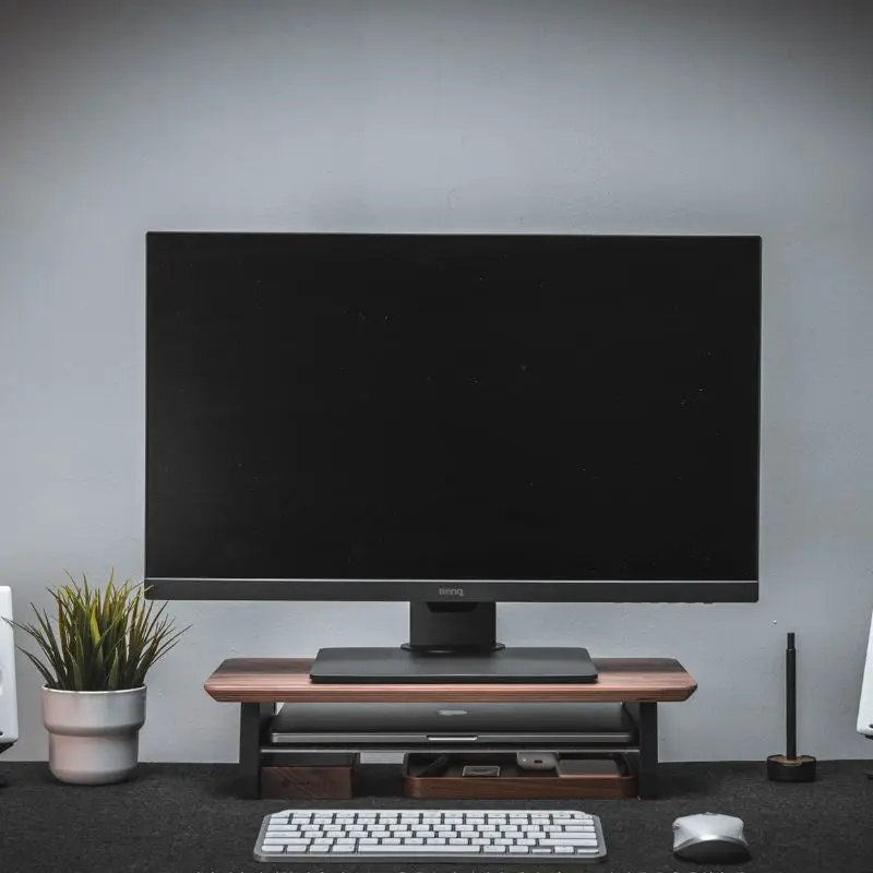 Samdi Wood Monitor Stand Riser, Computer Monitor Shelf for Desk with Sturdy Platform & Storage Organizer Desktop, Laptop stand