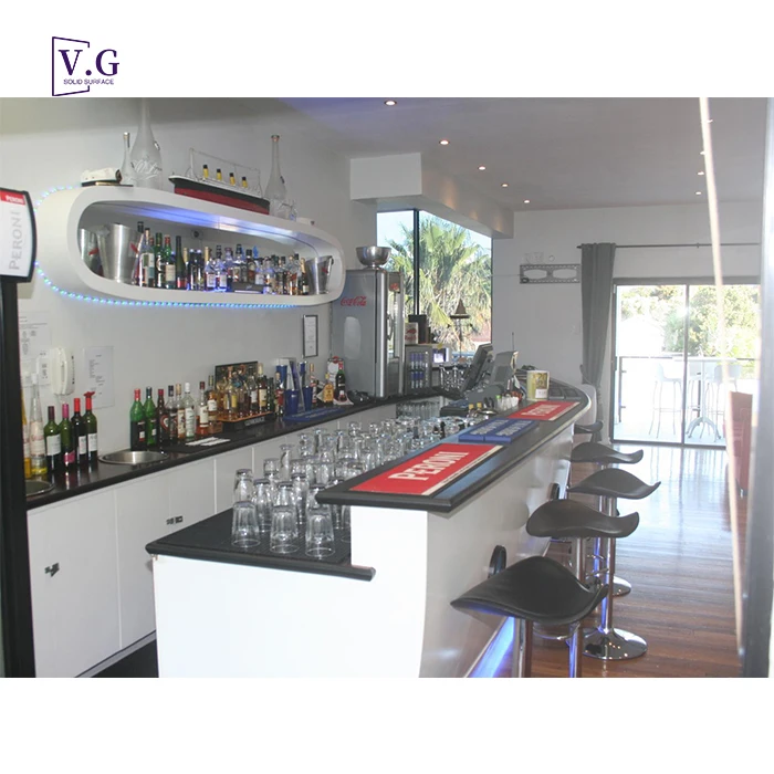 custom made boat shaped bar cabinet unique design Corian solid surface boat shaped bar counter for sale