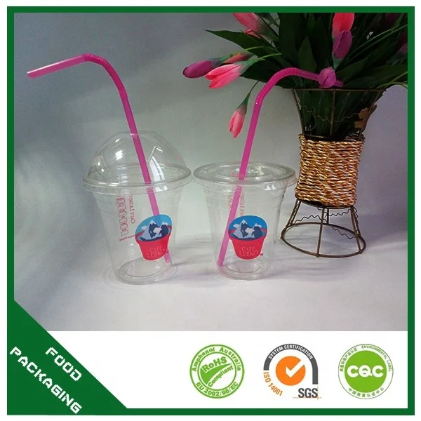 Disposable print plastic Cup  12 16 20 24oz  Custom Logo PET Clear Plastic Cups With Dome Lids