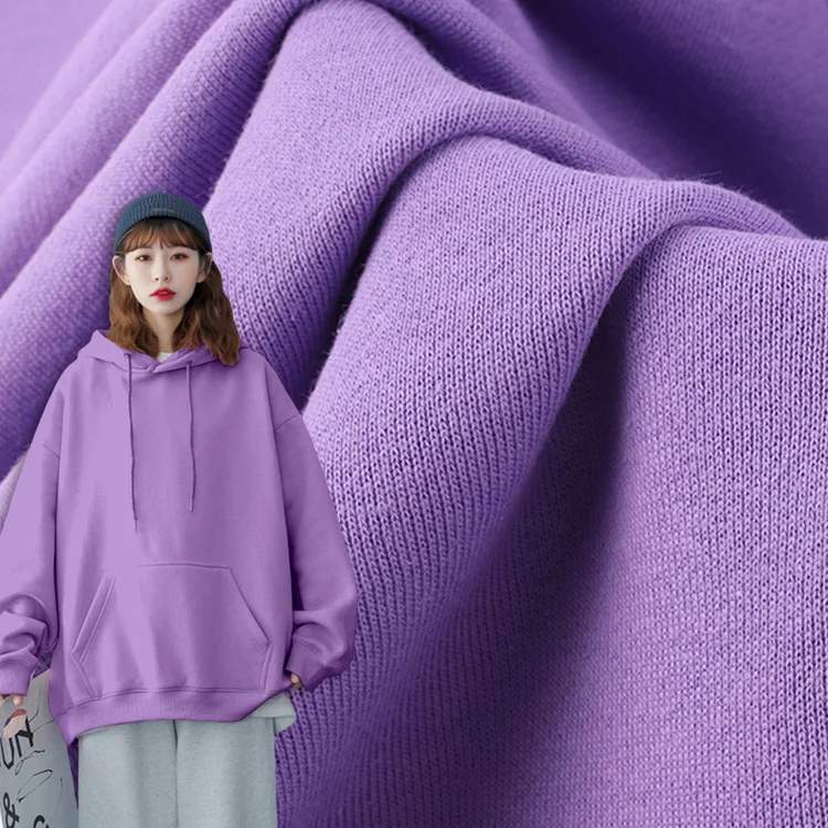 
High quality cotton french terry fleece fabric hoodie knitted double yarn terry fabric 