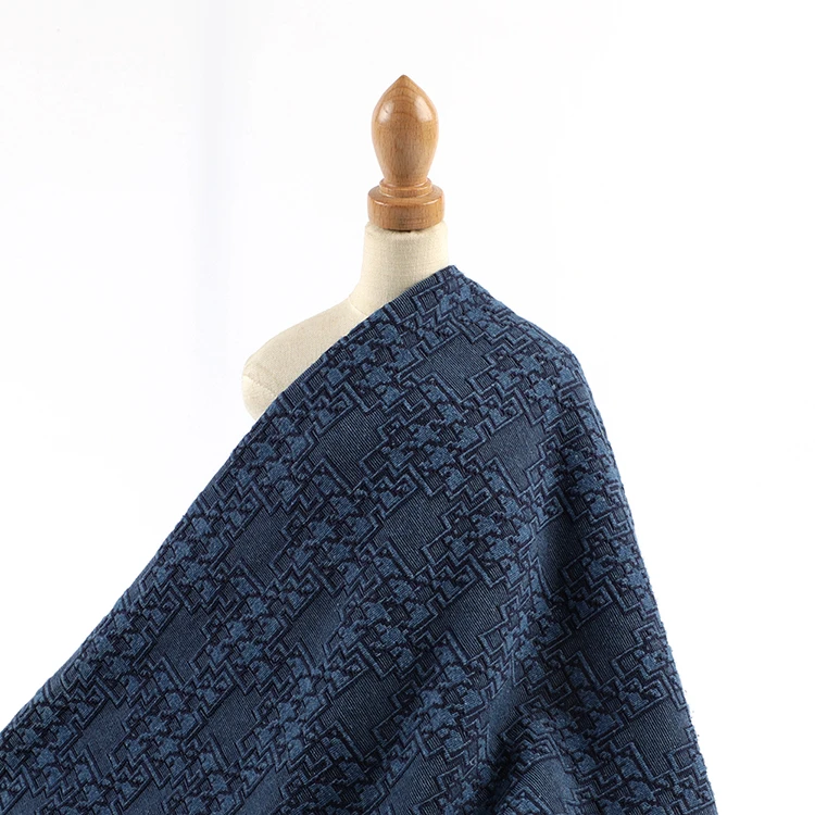 Classic Pattern Jacquard Knitting Cotton Polyester Blends Fabric Brocade Jacquard Fabric For Dress