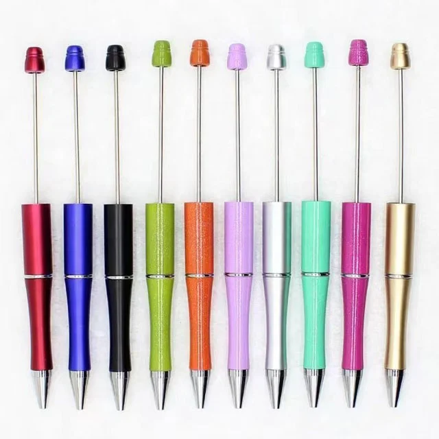 Silicone focal beads ballpoint plastic pens DIY beadable creative add silicone beads blank ballpoint pen