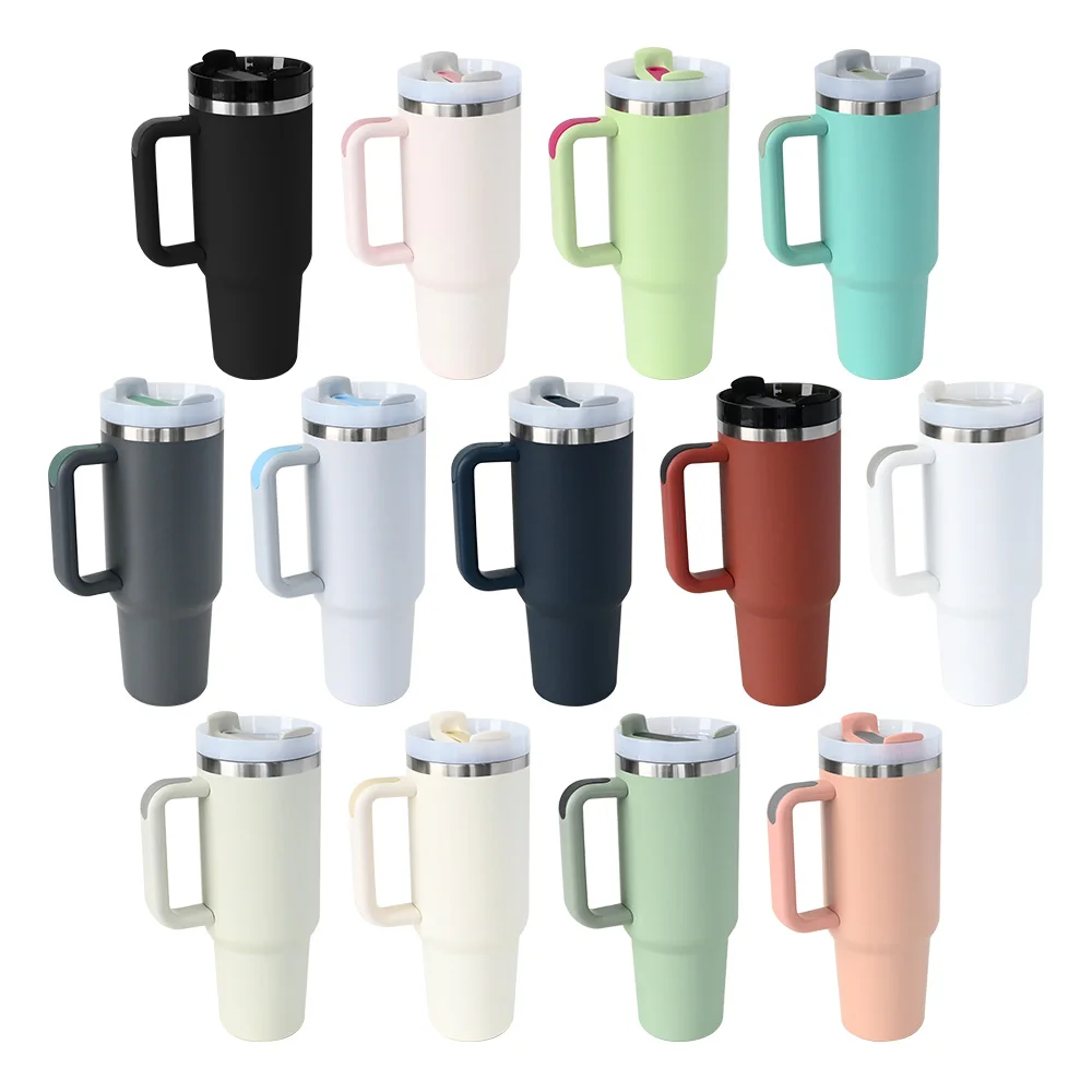 Custom Double Wall Insulated Large Coffee Mug Quencher metal cup Stainless Steel 40oz 40 oz Tumbler with Handle
