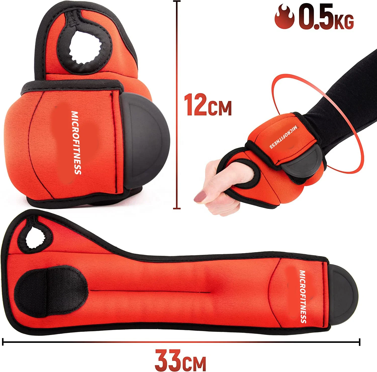 Weight Cuffs, Various Hand Weights from 0.5 kg to1.5 kg, Adjustable Wrist weight for Men and Women