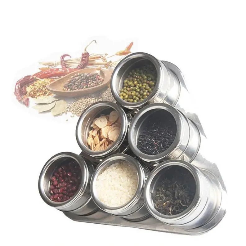Stainless Steel Magnetic Pepper Storage Pot Condiment Container set Seasoning Spice Jar Set