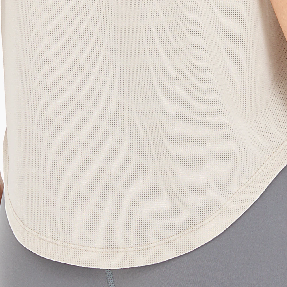 Wholesale Women Custom Logo Curved Hem Gym Wear Vest Ladies Training Tank Mesh Net Sleeveless Breathable Shirt Tops