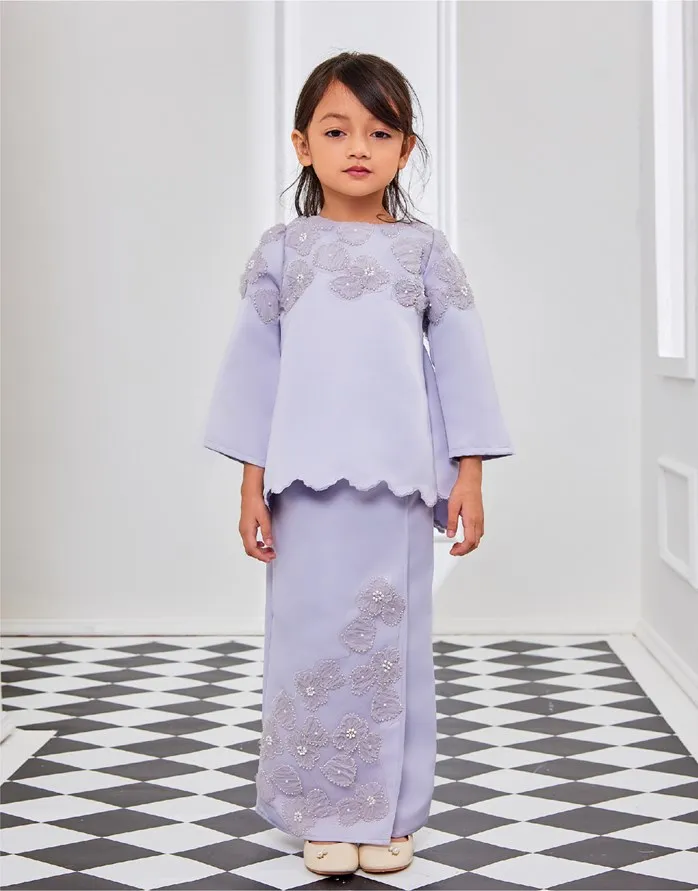 Оптовая продажа малазийского платья baju kurung хлопковые топы с цветочным принтом оборками и эластичной длинной юбкой для детей