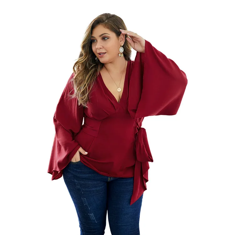
2020 Sexy Women Shirt Women White Black Red Blouses Long Sleeve Blouses Shirt Plus Size Women Clothing For Low Price 
