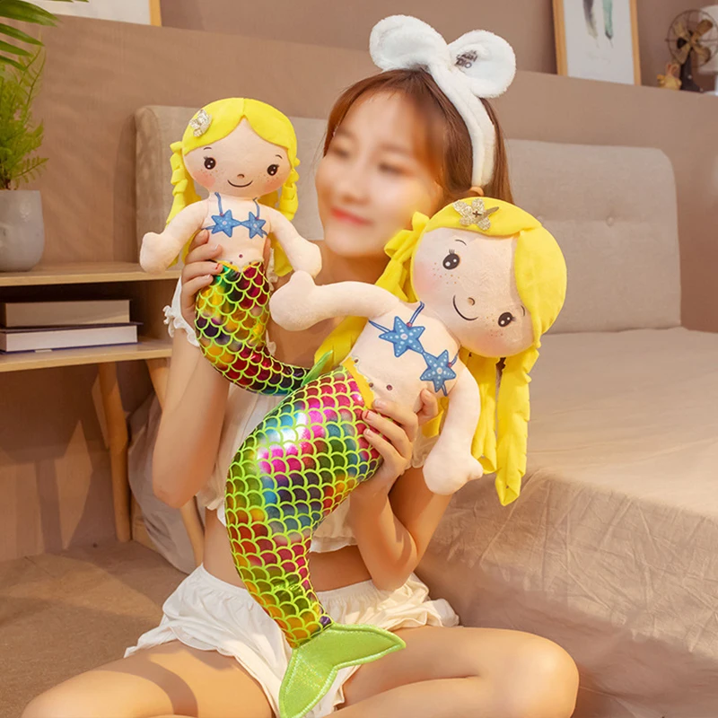 Mermaid Princess Dolls Plush Toy Sequins Mermaid Tail Stuffed Toy For Girls Gift