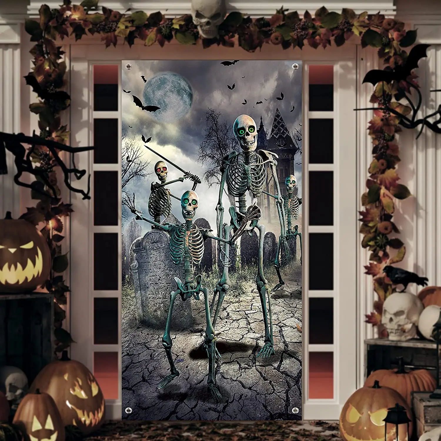 Scary Halloween Event Banner Decoration Waterproof and Biodegradable Door Cover for Halloween Party