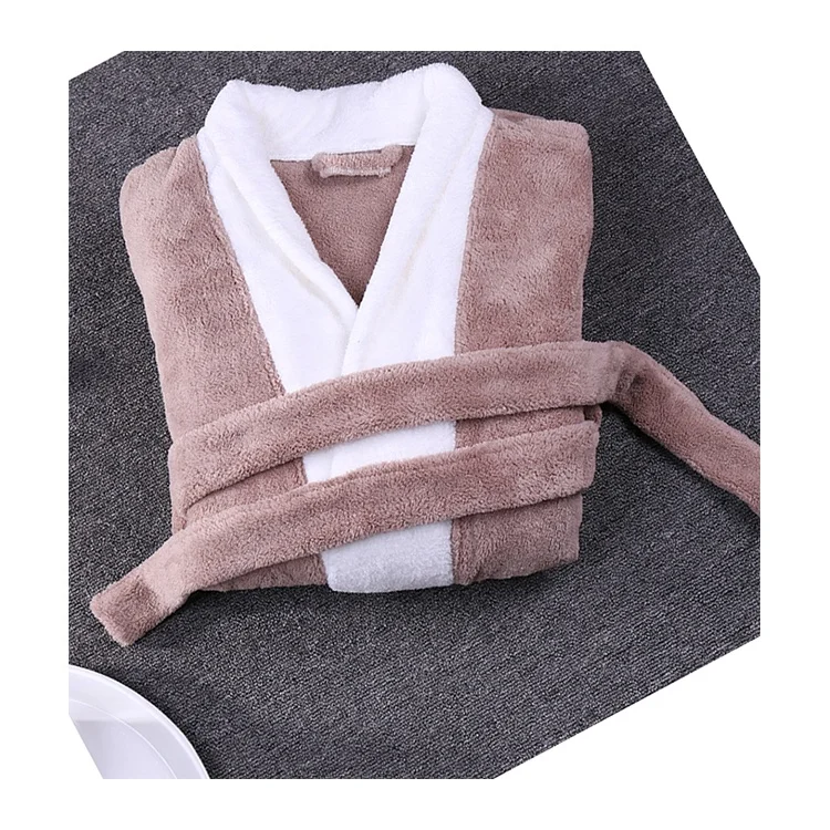 Soft Velour Coral Fleece Velvet Robe 100% Polyester Microfiber Wholesale Terry Towel Bathrobe Woman