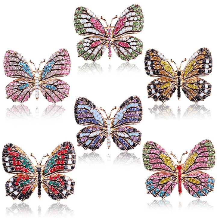 
Fashion Colorful Rhinestone Alloy Butterfly Brooch Charming Women Brooches Pin 03BR015 