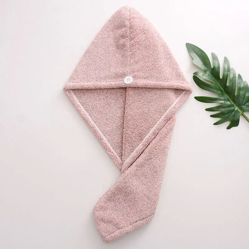 solid color absorbent dry hair towel with microfiber hair towel wrap for women