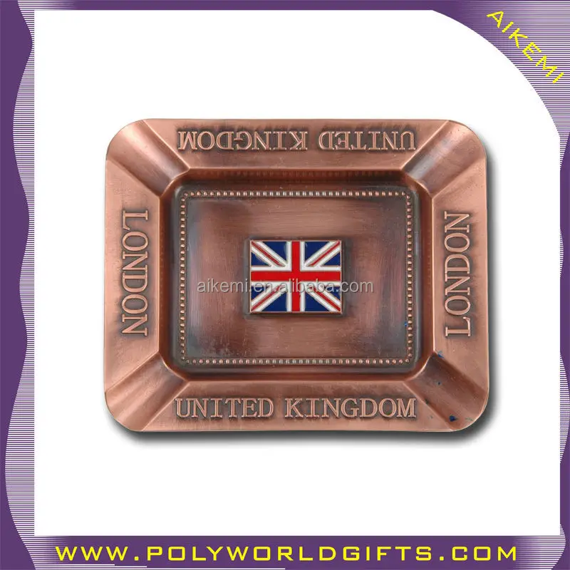 tourist souvenir antique metal ashtray with custom logo,zinc alloy metal ash tray logo,square shape metal ash tray custom