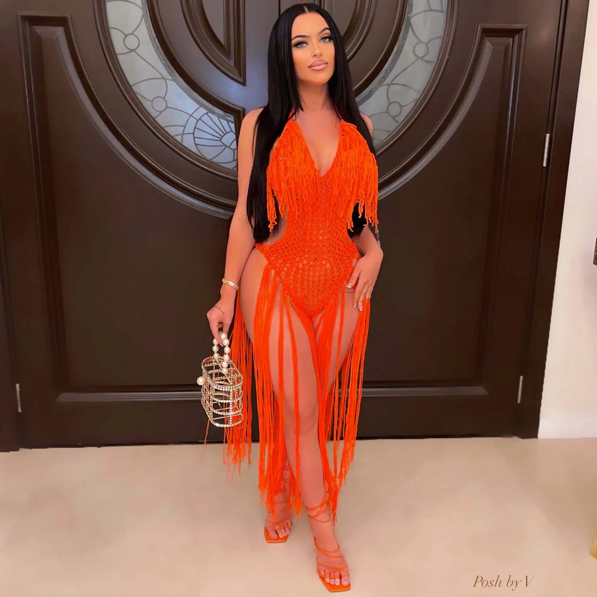 2022 Ladies Women Sexy Casual Wedding Mesh Dresses Stylish Plus Size Jersey Elegant Dress Evening Vintage Lace Crocheted Dresses