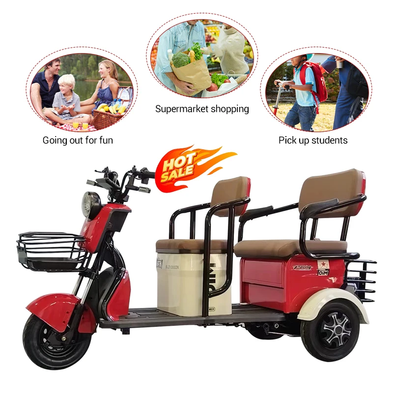 3 Wheel Electric Mobility Tricycles for Adults Open Body Electric Tricycle 1000W Power with 60v Voltage Passenger Use
