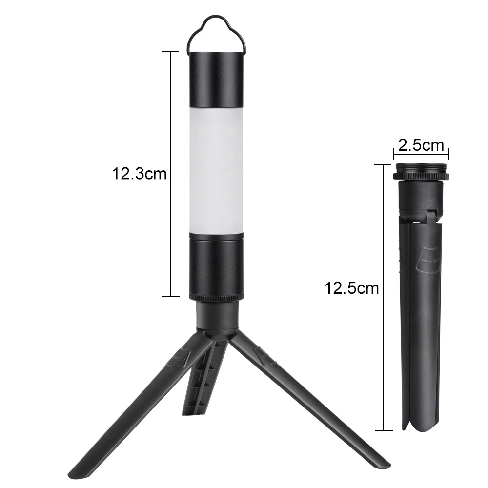 Rechargeable LED Outdoor Mini Flashlight Zoomable Aluminum Alloy Hanging Camping Lanterns Portable Torch Light With Tripod