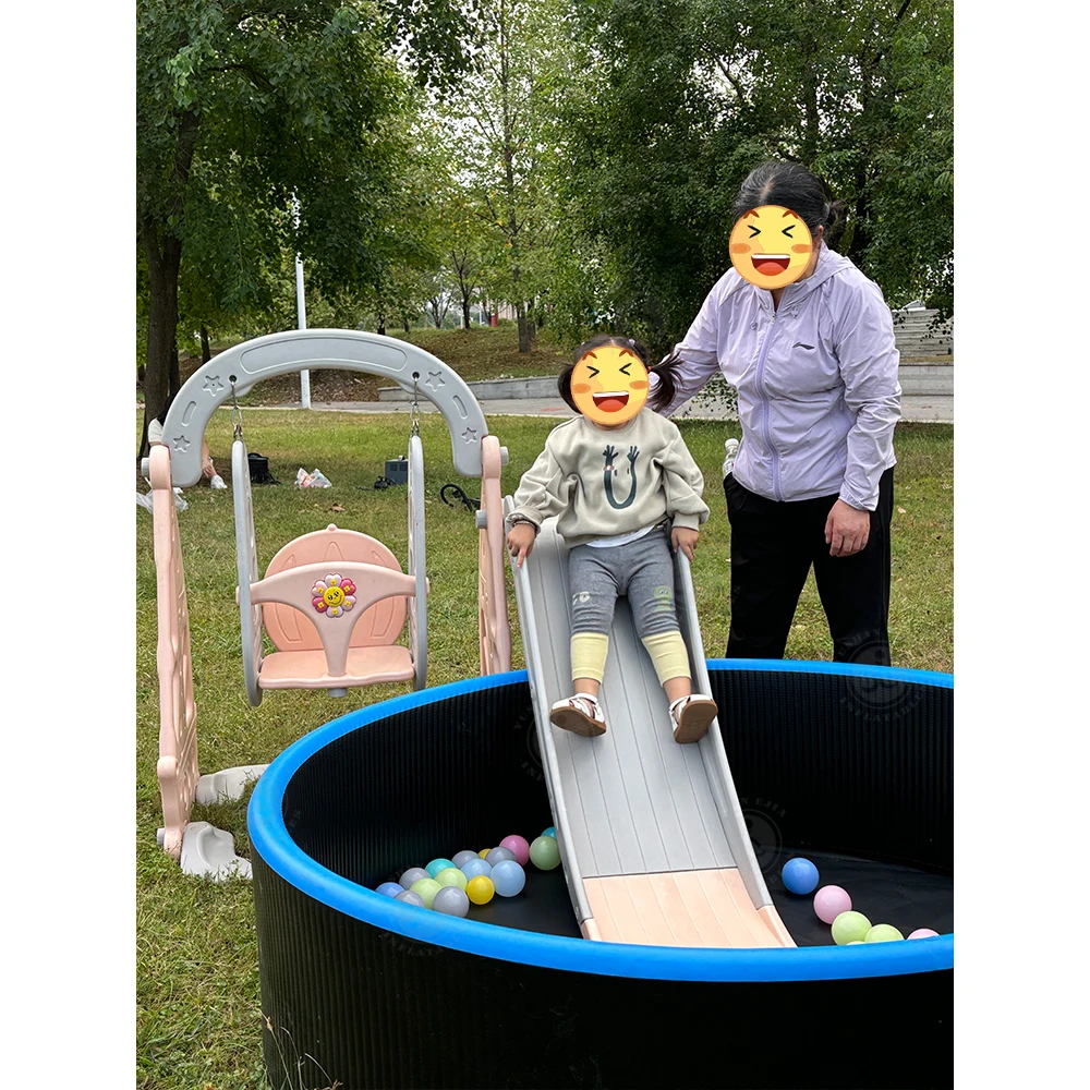 Fun Ocean Sponge Pool 130cm Large Inflatable Soft Ball Pool Pit Round Bounce House With Slide For Babies Play