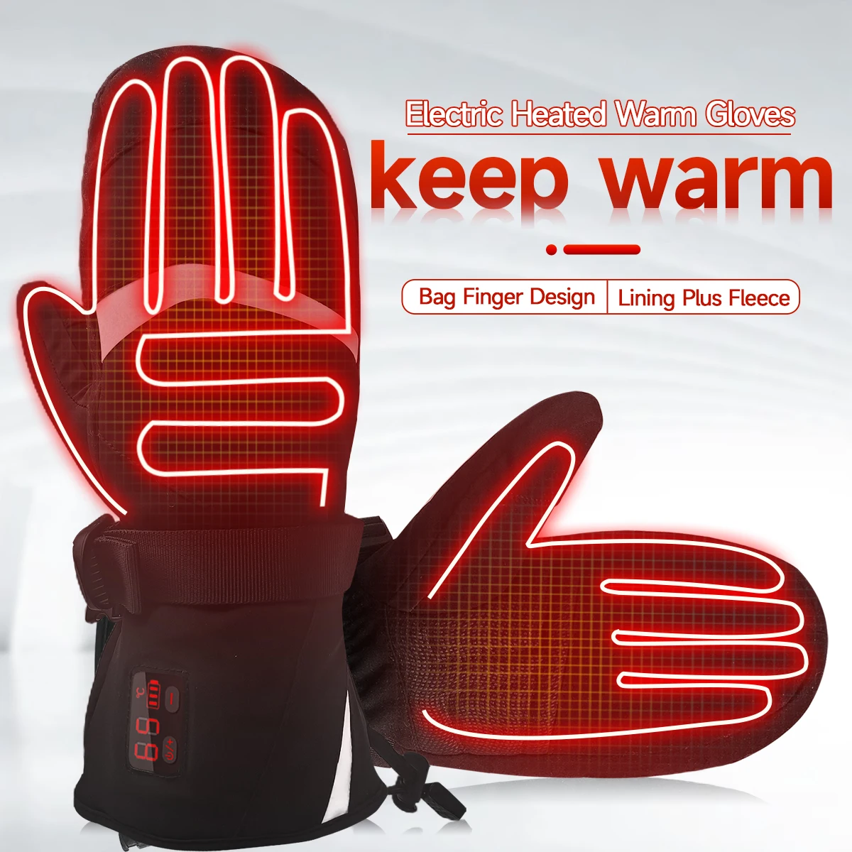 Unisex Smart Electrical Heated Winter  Rechargeable Battery Gloves Heating Fishing Ski Snow Mittens Heated Gloves