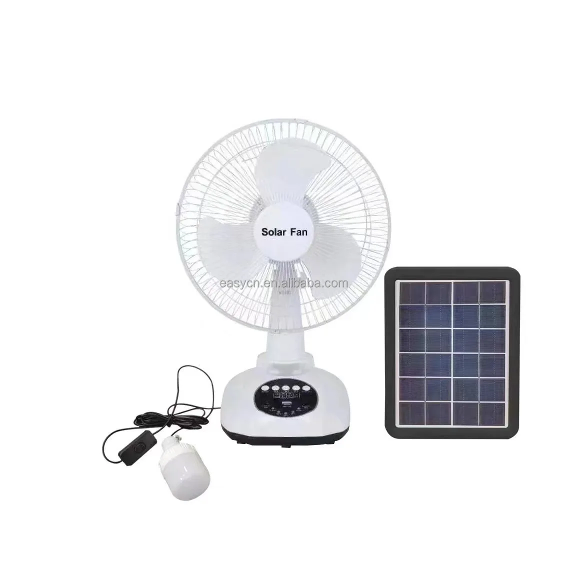 Rechargeable Table Fan Solar Power Fan DC USB Charge Desk Solar Fan with Led Light