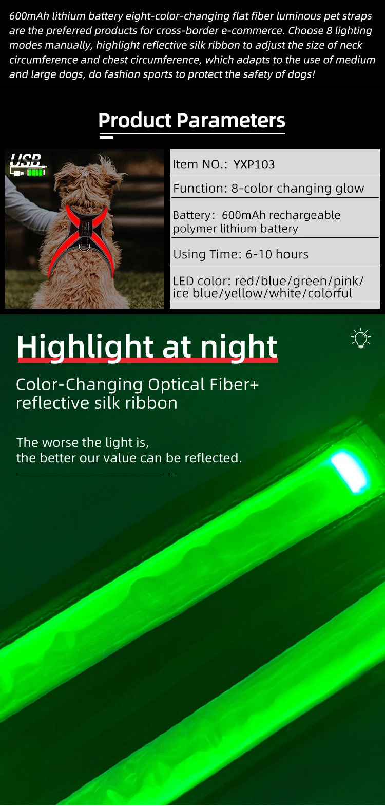 8 Colors Rechargeable LED Pet Collar Keep Your Dog Safe And Visible At Night With Flashing Lights Suitable For Medium Large Dog
