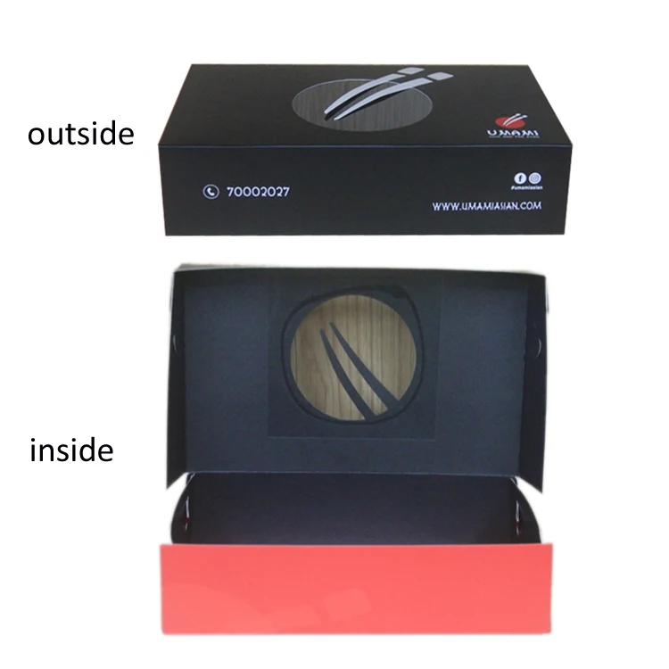 Custom Logo Printing Red Black Takeout Sushi Box Soup Salad Paper Bowl Disposable Takeaway Food Containers