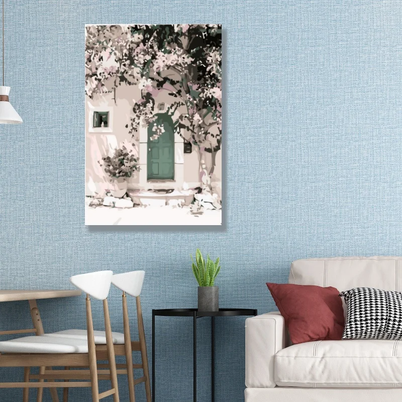 Custom designs DIY painting Landscape village house painting by number kit handmade Pretty Woman oil painting on canvas