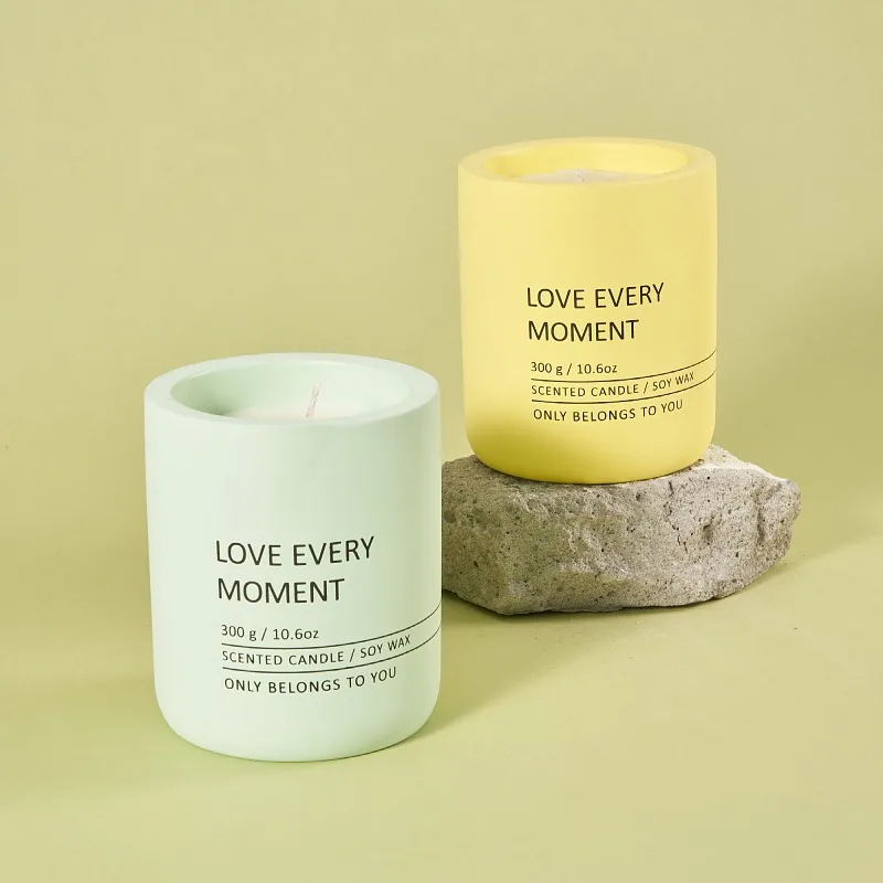 Wholesale Private Label Modern Ceramic Embossed Glass Cup Holder Vessel Jar Scented Candle