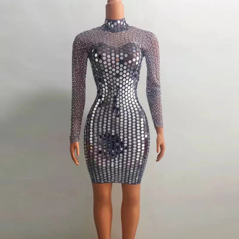 Блестящие Сексуальные вечерние платья с кристаллами женские миди для дня рождения блестящее зеркало блестками роскошное вечернее платье