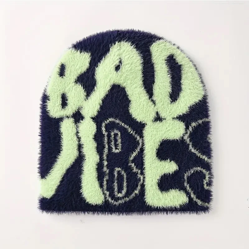 Promotion winter hats jacquard y2k beanie hat Acrylic Premium Cashmere Wool Mea Culpa Jacquard Mohair Beanie