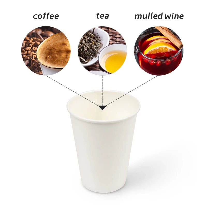 Custom Logo Food Grade Recyclable Disposable Kraft Cups 6oz / 8oz / 12oz / 16oz / 20oz  Hot Cafe Coffee Paper Cup with Lid