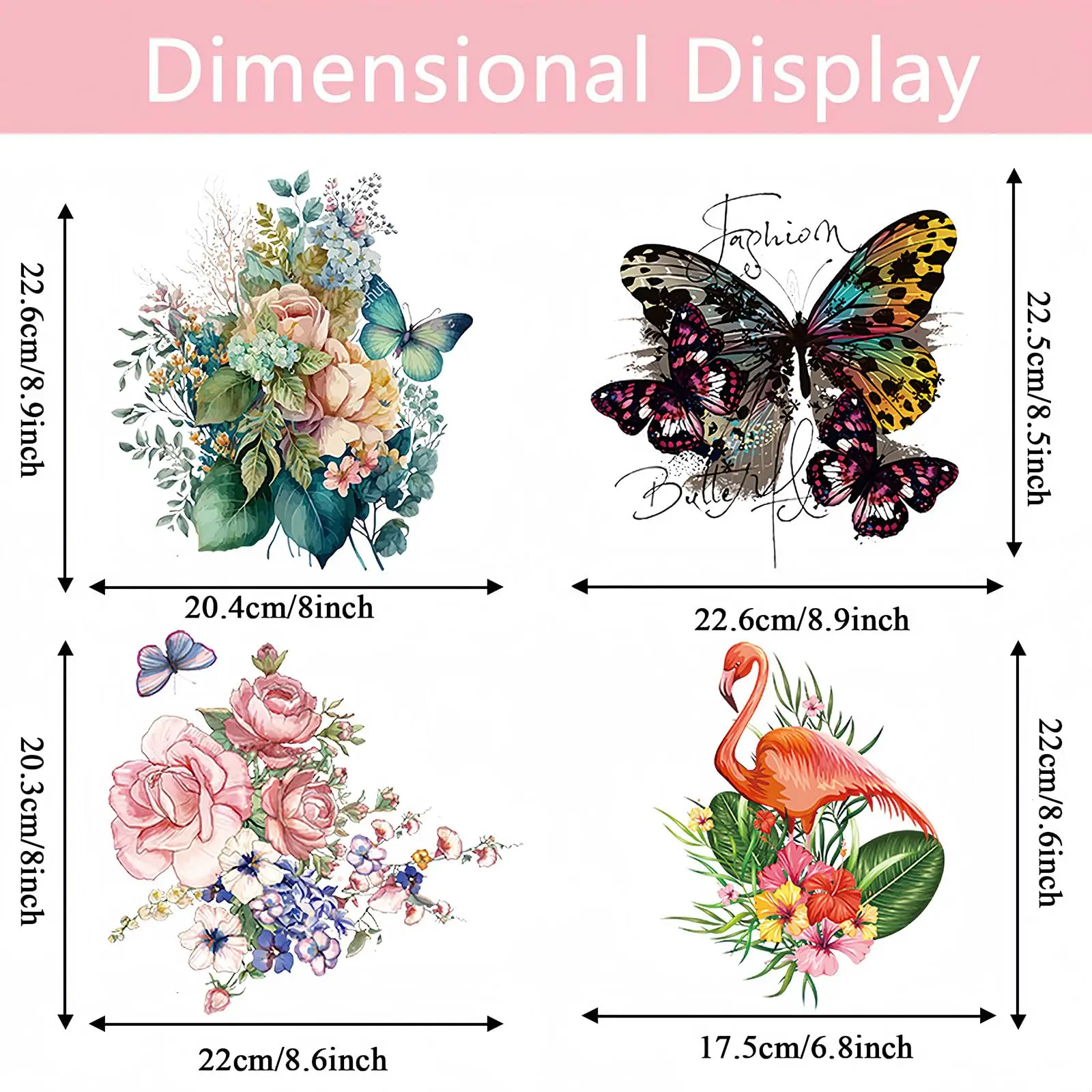 Spring/Summer Iron Sticker Flower Butterfly Flamingo Iron Heat Transfer Printing Cute Cartoon Iron Sticker Clothing T-shirt