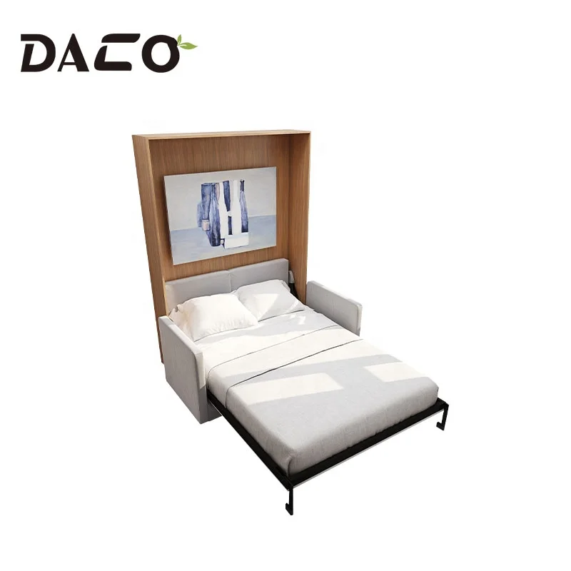 Modern Storage Bed Hinged Storage Panels Foldable Wall Bed Murphy Style Hidden Bed Sofa