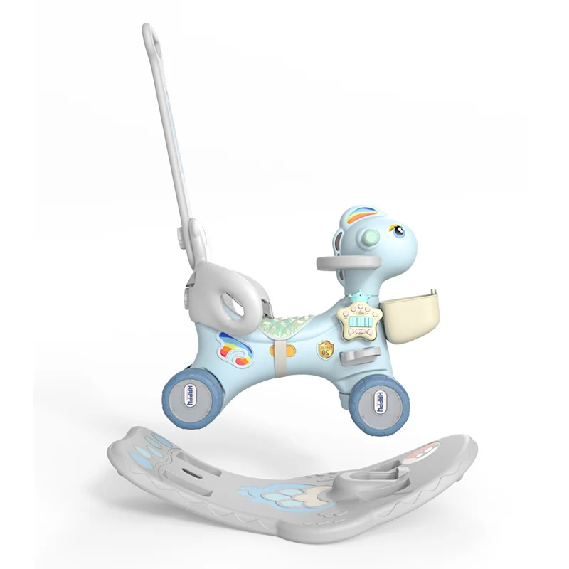 New Design 2In1 Lovely Fawn Multi Function Baby Kid Animal Rocking Horse Plastic Animal Toy Ride With Wheel