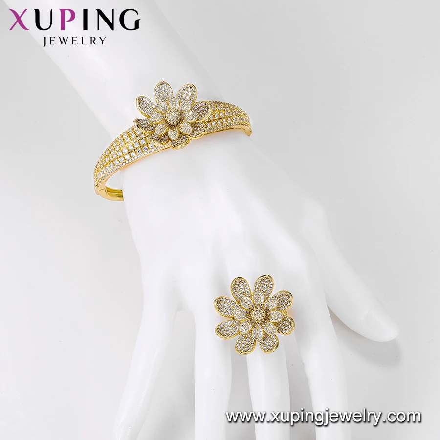 BFBS-500 xuping jewelry luxury sets wedding bridal accessories 24k gold plated petal shaped 4 piece jewelry sets