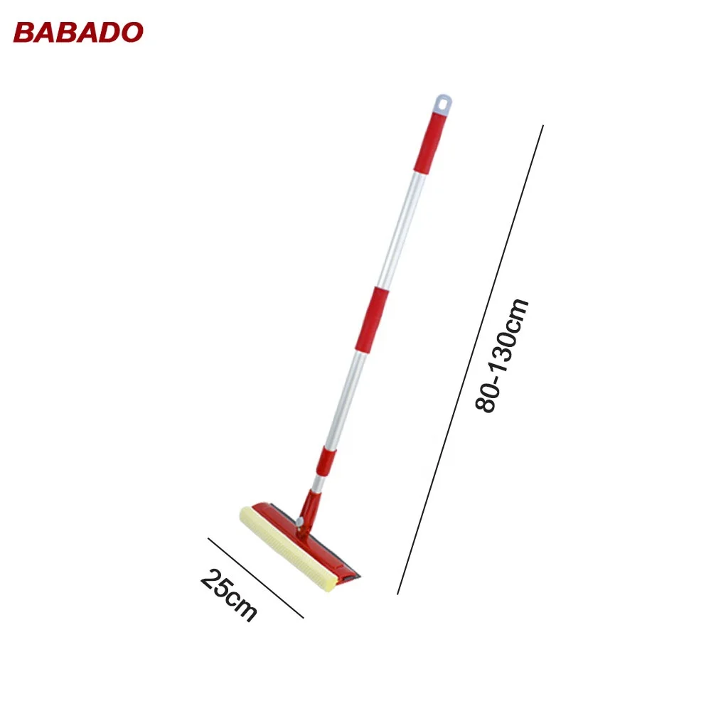 10 inch 25cm telescopic Al long handle rotatable head window squeegee double sided window cleaner glass wiper with sponge brush