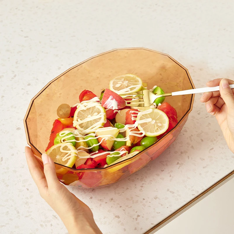 Wholesale Plastic Bowl Transparent Clear Plastic Mixing Salad Bowls Large Capacity Ice Cream Bowl Plastic